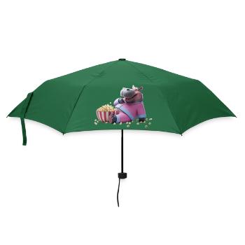 Nilpferd mit Popcorn - Regenschirm (klein) - Flaschengrün - Vorne