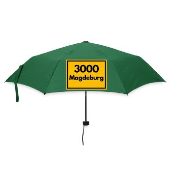 Ortsschild - damals Retro alte PLZ 3000 Magdeburg - Regenschirm (klein) - Flaschengrün - Vorne