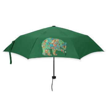 bär mit schneeglöckchen e 4 - Regenschirm (klein) - Flaschengrün - Vorne