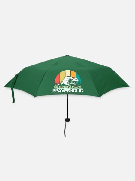 Biber Tier Geschenkidee - Regenschirm (klein) - Flaschengrün