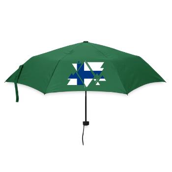 Finnland Land Europa Flagge Fahne Wappen Heimat - Regenschirm (klein) - Flaschengrün - Vorne