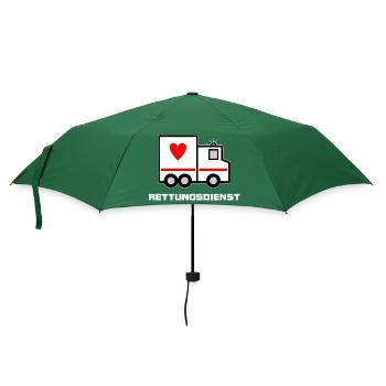 Rettungsdienst mit Herz - Krankenwagen - Regenschirm (klein) - Flaschengrün - Vorne