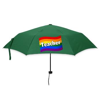 Gay Pride schwuler Lehrer schwuler Pädagoge Regenbogenflagge - Regenschirm (klein) - Flaschengrün - Vorne