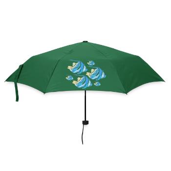 Blaue Fische - Regenschirm (klein) - Flaschengrün - Vorne