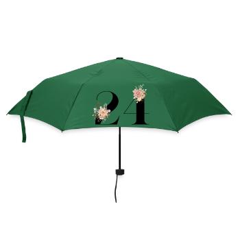 Blumen zum 24-jährigen Jubiläum (Geschenk von 24 Jahren) - Regenschirm (klein) - Flaschengrün - Vorne