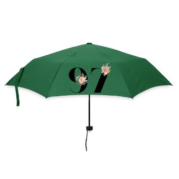 Blumen zum 97-jährigen Jubiläum (Geschenk von 97 Jahren) - Regenschirm (klein) - Flaschengrün - Vorne