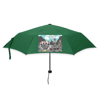 Steinbruch 2_Angela Merkel bei der Arbeit - Regenschirm (klein) - Flaschengrün - Vorne
