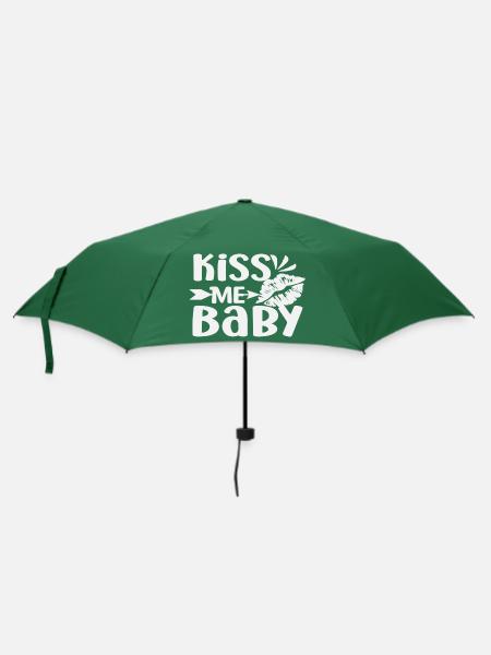 Kiss Me Baby - Regenschirm (klein) - Flaschengrün