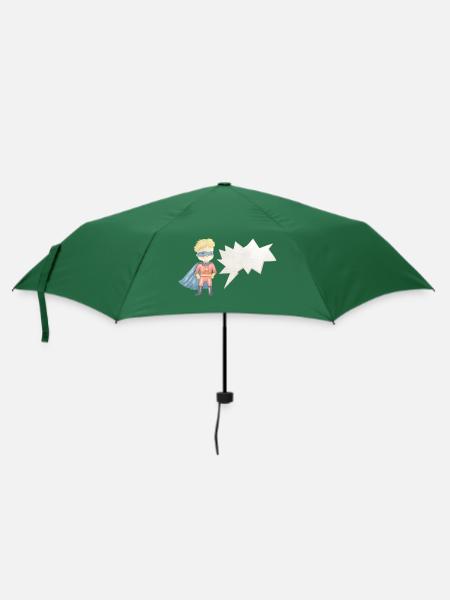Kinder Superheld mit Sprechblase - Regenschirm (klein) - Flaschengrün