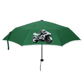 Futuristischer Sci-Fi Motorradfahrer mit Bike - Regenschirm (klein) - Flaschengrün - Vorne