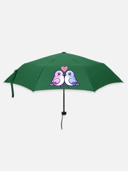 Taube Paar Verliebt Vogel Peace Valentinstag - Regenschirm (klein) - Flaschengrün
