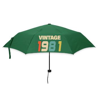 1981 Vintage Retro Classic 1981 - Regenschirm (klein) - Flaschengrün - Vorne