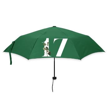 Nummer 17 Blumengrün -17. Blumengeburtstag - Regenschirm (klein) - Flaschengrün - Vorne