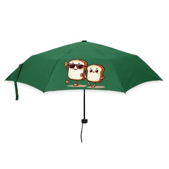 Cooles Gluten Brot Duo Cartoon Design - Regenschirm (klein) - Flaschengrün - Vorne