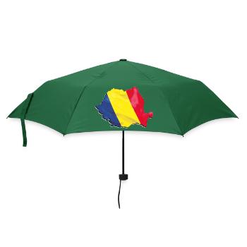 Rumänien Flagge in der Rumänien Landkarte - Regenschirm (klein) - Flaschengrün - Vorne