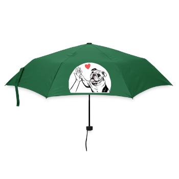 Englische Bulldogge - Regenschirm (klein) - Flaschengrün - Vorne