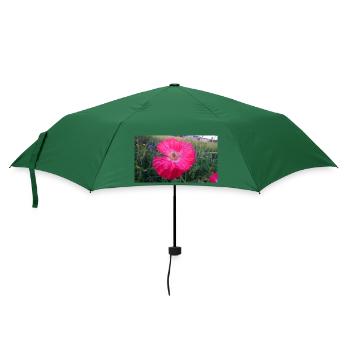 Rote Blume - Regenschirm (klein) - Flaschengrün - Vorne