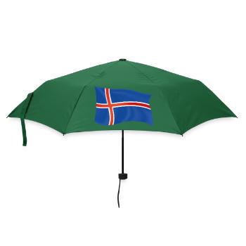 Island Flagge Patriot Geschenk Heimat Land Staat - Regenschirm (klein) - Flaschengrün - Vorne