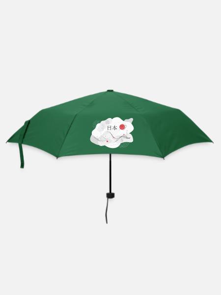 Inschrift Japan mit japanischem Flaggenmotiv - Regenschirm (klein) - Flaschengrün
