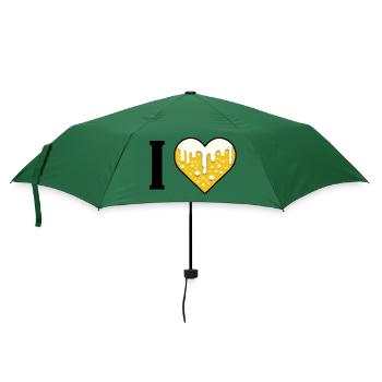 I ♥️ BEER | Ich liebe Hopf Malz Bier - Regenschirm (klein) - Flaschengrün - Vorne