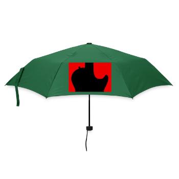 Schwarze Rockgitarre Silhouette - Regenschirm (klein) - Flaschengrün - Vorne