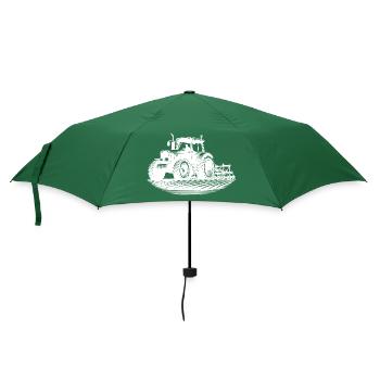 Feld Schlepper Landmaschinen Feldarbeit Traktor - Regenschirm (klein) - Flaschengrün - Vorne