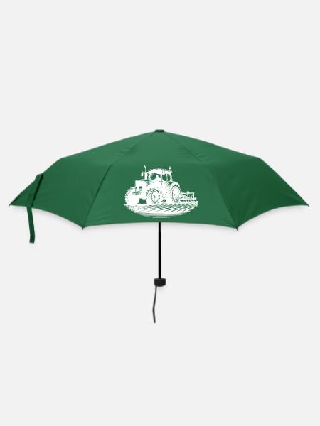 Feld Schlepper Landmaschinen Feldarbeit Traktor - Regenschirm (klein) - Flaschengrün