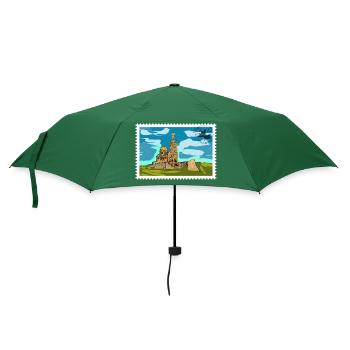 Zeitgenössische Aquarellkunst signiert - Regenschirm (klein) - Flaschengrün - Vorne