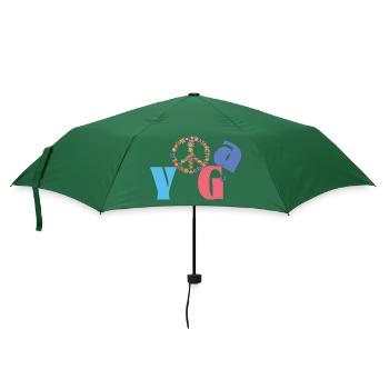 Yoga & Peace 🌸 Flower Power Style - Regenschirm (klein) - Flaschengrün - Vorne