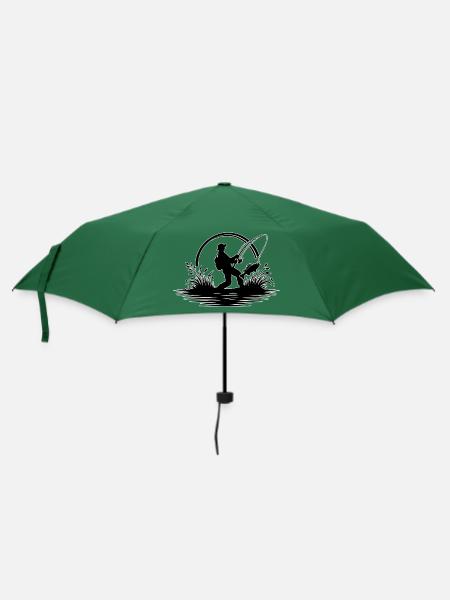 Angler Umriss - Regenschirm (klein) - Flaschengrün