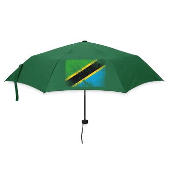 Tansania Flagge - Vintage Grunge - Regenschirm (klein) - Flaschengrün - Vorne