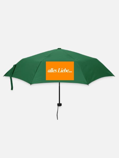 Alles Liebe - Spruch - Regenschirm (klein) - Flaschengrün