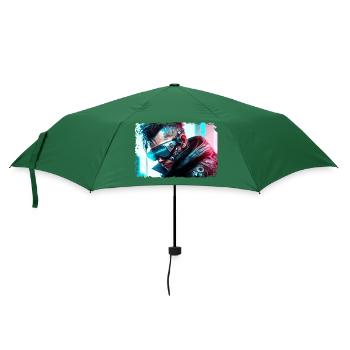 Soldat mit Datenbrille in der Fiktion der Zukunft - Regenschirm (klein) - Flaschengrün - Vorne