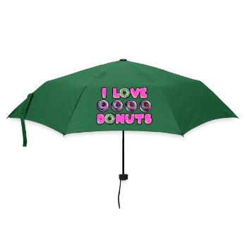 Ich liebe Donuts - Regenschirm (klein) - Flaschengrün - Vorne