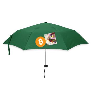 Krypto Creation Hand 6 Bitcoin BTC - Regenschirm (klein) - Flaschengrün - Vorne
