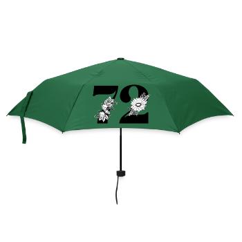 Nummer 72 Schwarze Blumen - 72. Blumengeburtstag - Regenschirm (klein) - Flaschengrün - Vorne