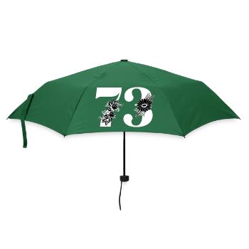Nummer 73 Schwarze Blumen - 73. Blumengeburtstag - Regenschirm (klein) - Flaschengrün - Vorne