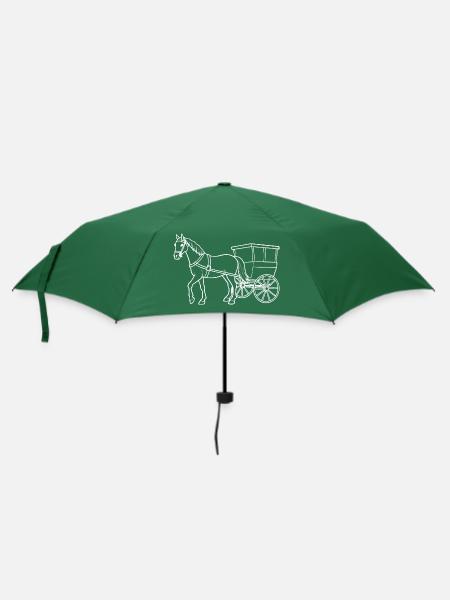 Nostalgische Fahrt - Pferd mit Kutsche - Regenschirm (klein) - Flaschengrün