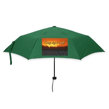 Jeder Tag ist ein Geschenk - Regenschirm (klein) - Flaschengrün - Vorne