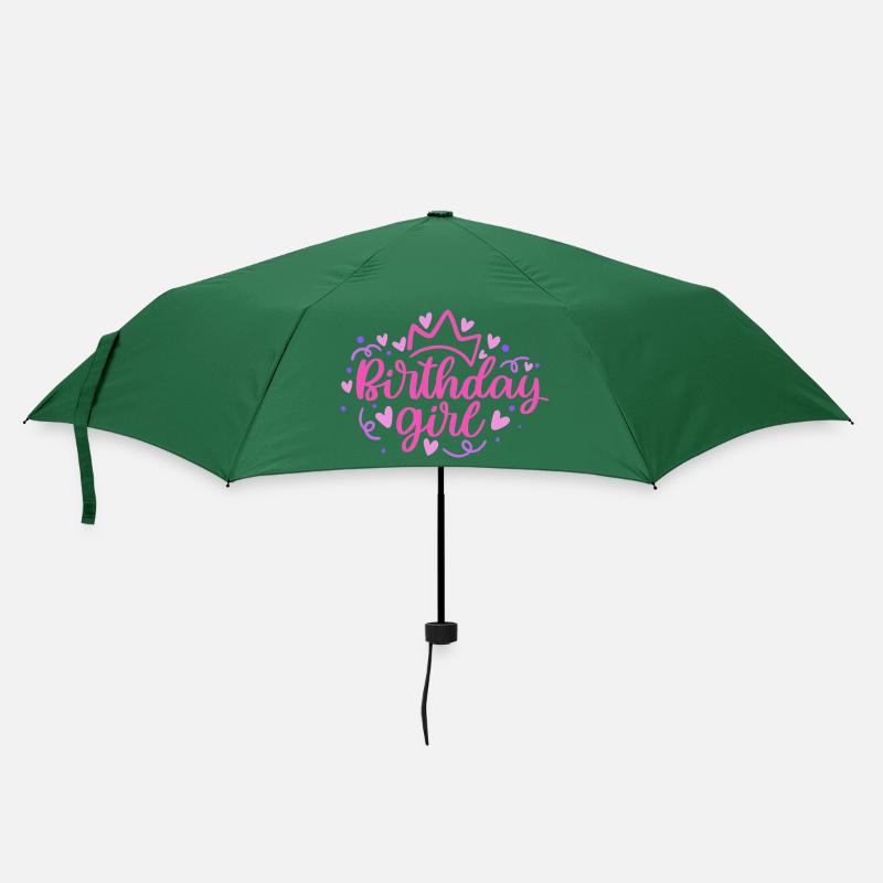 Birthday Girlie mit Krone Herzchen Konfetti - Regenschirm (klein) - Flaschengrün
