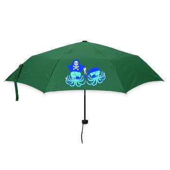 Zwei Oktopus Pirat Segel Crew Kapitän 2 Freibeuter - Regenschirm (klein) - Flaschengrün - Vorne