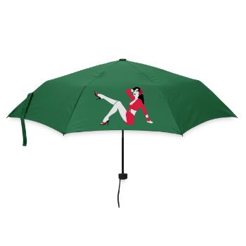 Retrostil Pin-up Girl - Regenschirm (klein) - Flaschengrün - Vorne