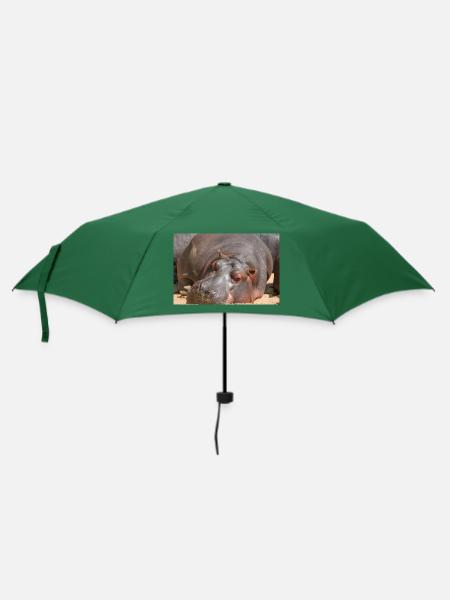 Nilpferd Flusspferd (Hippopotamus amphibius) Hippo - Regenschirm (klein) - Flaschengrün