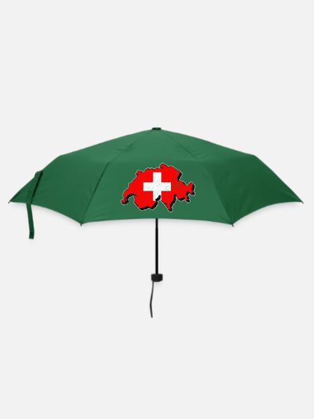 Schweiz Karte mit der schweizer Fahne - Regenschirm (klein) - Flaschengrün