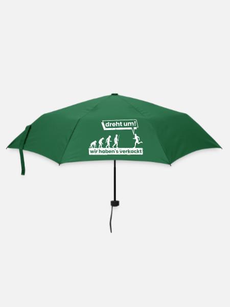 Evolution Menscheit Klima 2020 Kacken Verkackt Fun - Regenschirm (klein) - Flaschengrün