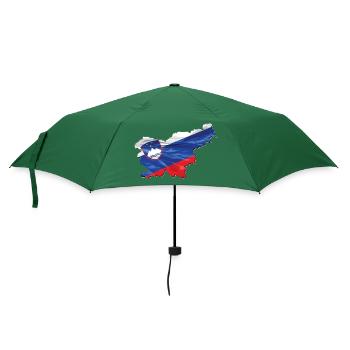 Slowenien Flagge in der Slowenien Landkarte - Regenschirm (klein) - Flaschengrün - Vorne