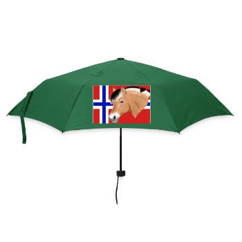 Norwegisches Pferd mit flagge - Regenschirm (klein) - Flaschengrün - Vorne