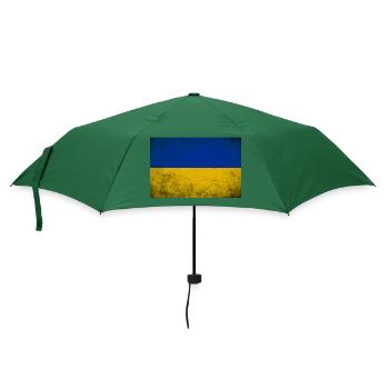 Ukraine Flagge Grunge Retro Vintage - Regenschirm (klein) - Flaschengrün - Vorne