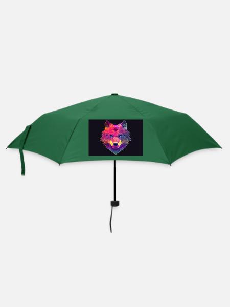 Polygonwolf - Regenschirm (klein) - Flaschengrün