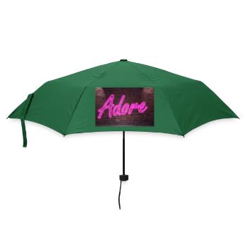 Neon-Adore-Schriftzüge auf Brick Wall bei Nacht - Regenschirm (klein) - Flaschengrün - Vorne